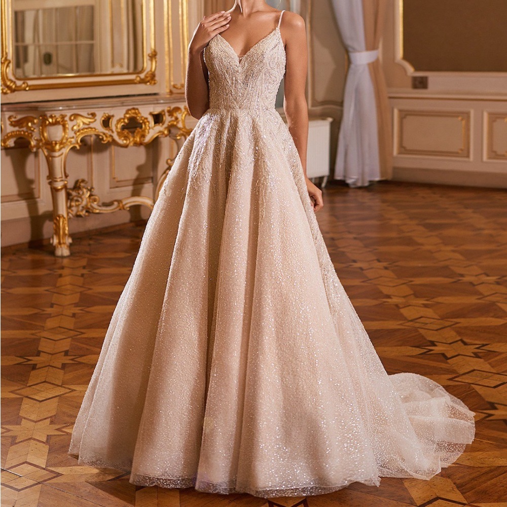 Fully sequined and beaded bridal wedding gown ✨ (Moonlight Bridal 6824)